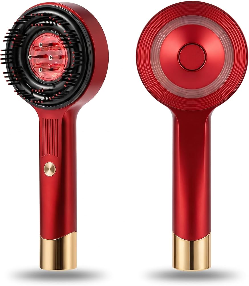 Electric Scalp Massager with Red Light & Serum Applicator
