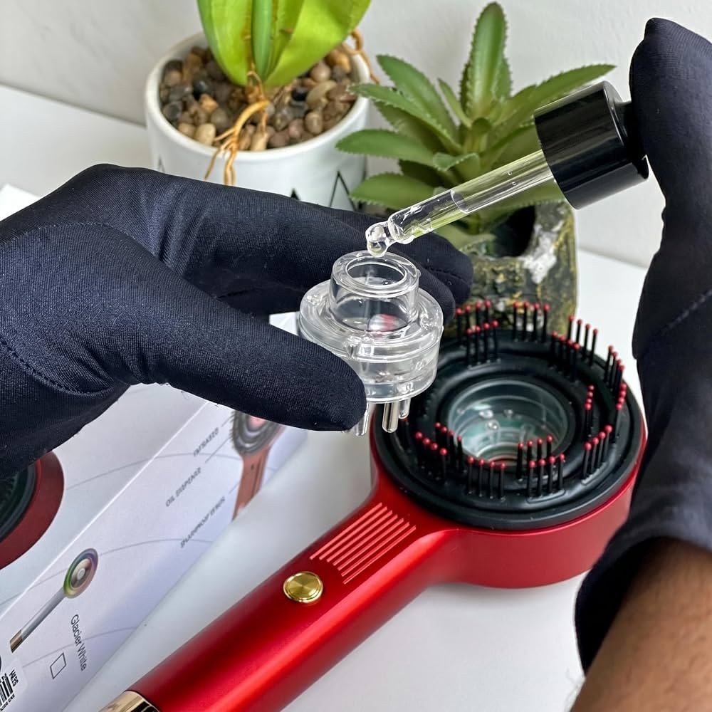 Electric Scalp Massager with Red Light & Serum Applicator