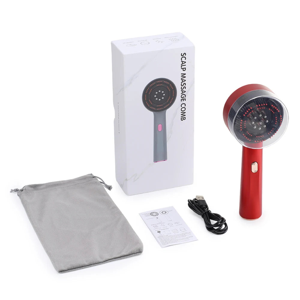 Electric Scalp Massager with Red Light & Serum Applicator